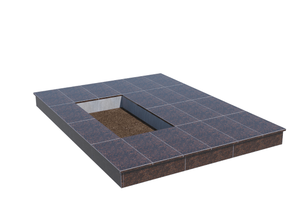 Площадки на могилу во&nbsp;Владимире | Площадка с вертикальной (15 см) облицовкой Дымовским гранитом (под цветник)