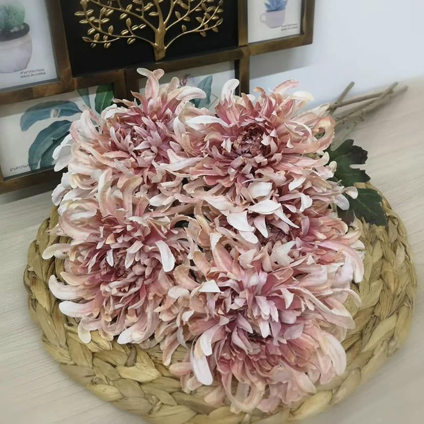 Искусственные цветы во Владимире | Цветок искусственный «Хризантема», персиково-розовая, одиночный