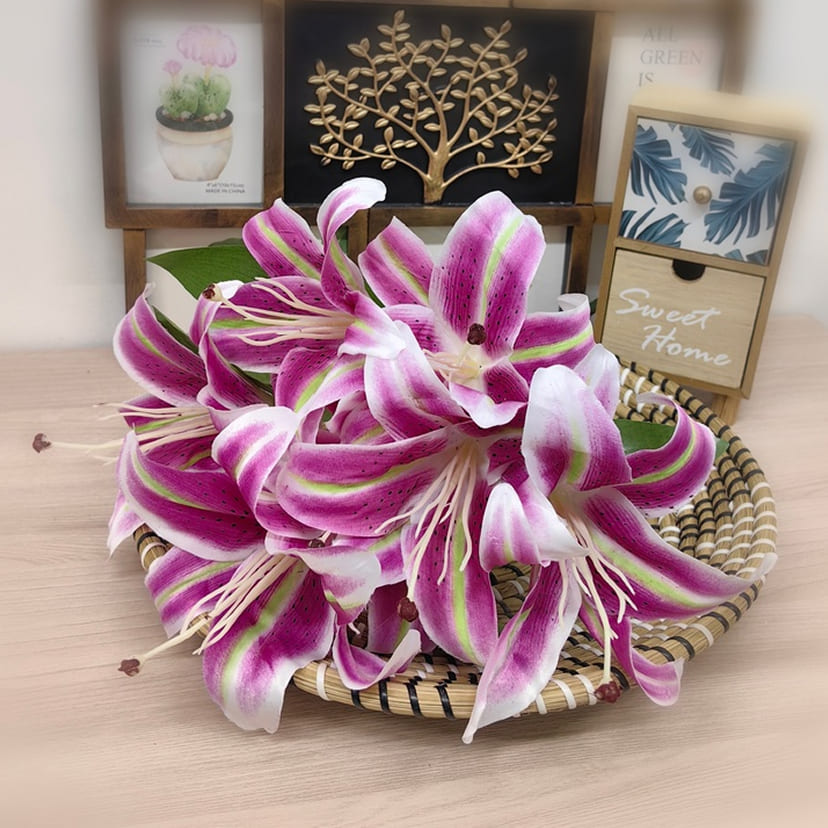 Искусственные цветы во Владимире | Цветы искусственные «Лилии крупные», розово-сиреневые, букет