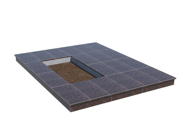 Площадки на могилу во&nbsp;Владимире | Площадка с вертикальной (10 см) облицовкой Дымовским гранитом (под цветник)