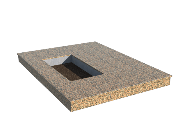 Площадки на могилу во&nbsp;Владимире | Площадка с вертикальной (15 см) облицовкой Южно-султаевским гранитом (под цветник)