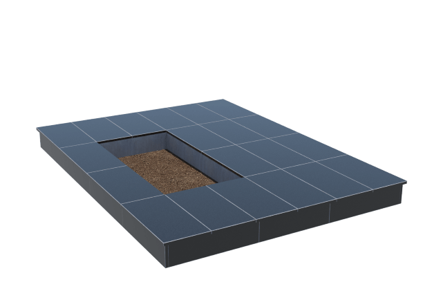 Площадки на могилу во&nbsp;Владимире | Площадка с вертикальной (15 см) облицовкой гранитом Габбро (под цветник)