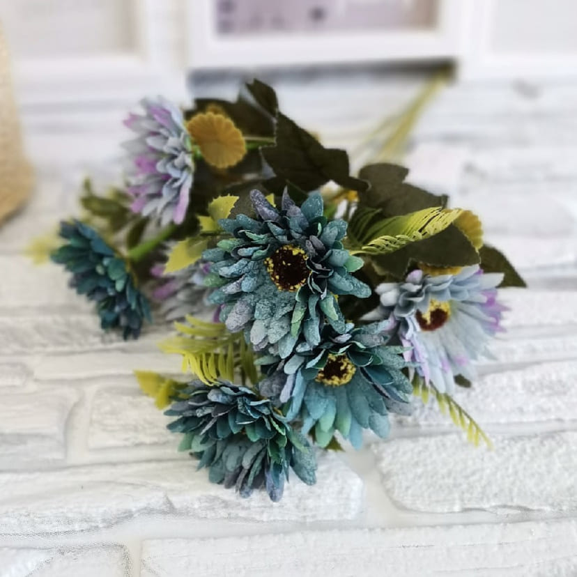 Искусственные цветы во Владимире | Цветы искусственные «Ромашки», фиолетово-голубые, букет