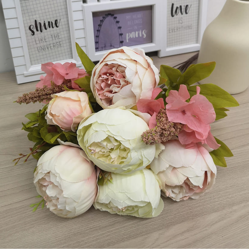 Искусственные цветы во Владимире | Цветы искусственные «Пионы», молочно-розовые, букет