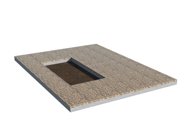 Площадки на могилу во&nbsp;Владимире | Площадка с облицовкой Южно-Султаевским гранитом (под цветник)