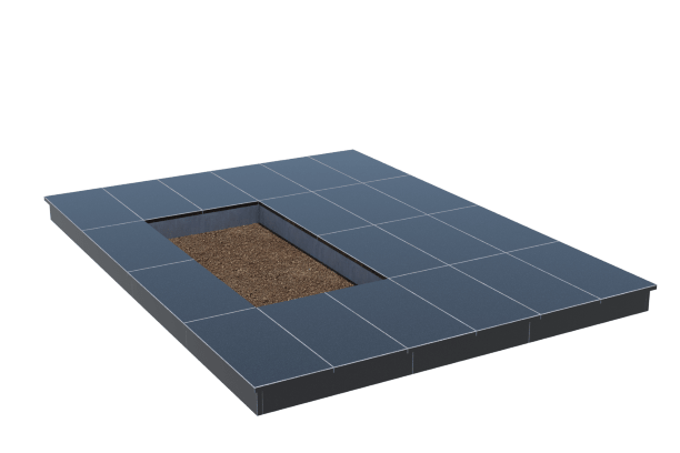 Площадки на могилу во&nbsp;Владимире | Площадка с вертикальной (10 см) облицовкой гранитом Габбро (под цветник)